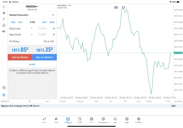 XAUUSDm 0.08 lot แอป MT5 Standard Exness